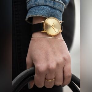 Nixon Kensington Watch – Gold Tone & Black Leather